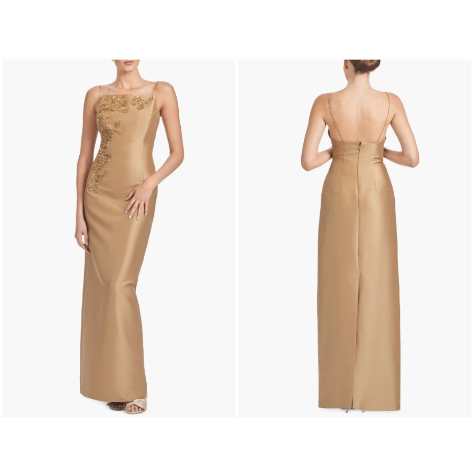 Sachin & Babi Women's Brown Pryce Embellished Sleeveless Gown Dress Size 10